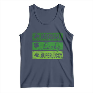 Funny St Patrick's Day Cannabis Weed Tank Top Normal Shamrock Lucky Clover Super Lucky Weed TS11 Navy Print Your Wear