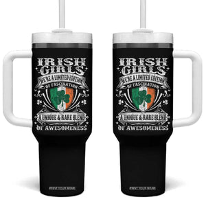 Funny Irish Girls Tumbler With Handle We're A Limited Edition Of Fascination Irish Pride Shamrock TS11 One Size: 40 oz Black Print Your Wear