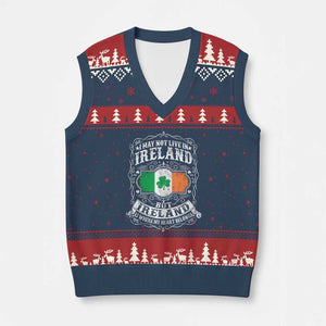 Funny I May Not Live In Ireland But Ireland Is Where My Heart Belongs V-Neck Knit Sweater Vest TS11 Navy Red Print Your Wear