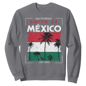 Golfo De Mexico EST 1550 Sweatshirt Vintage Mexican Flag Palm Tree TS11 Charcoal Print Your Wear