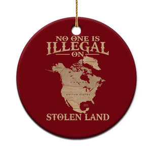 No One Is Illegal On Stolen Land Ceramic Ornament North America Vintage Map TS11 1pc Red Print Your Wear