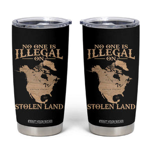 No One Is Illegal On Stolen Land Tumbler Cup North America Vintage Map TS11 Black Print Your Wear