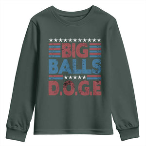 Funny DOGE Big Balls Youth Sweatshirt Harry Bolz Meme Vintage Stripes TS11 Dark Forest Green Print Your Wear