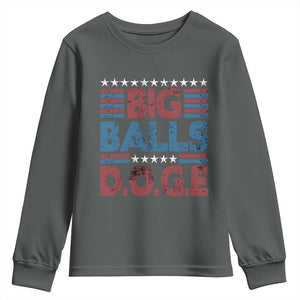 Funny DOGE Big Balls Youth Sweatshirt Harry Bolz Meme Vintage Stripes TS11 Dark Heather Print Your Wear