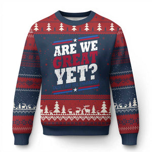 Are We Great Yet Cause I Just Feel Embarrassed Ugly Christmas Sweater Vintage Stripes TS11 Navy Red Print Your Wear
