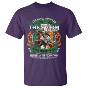 Irish Pride T Shirt The Devil Whispers You Can't Withstand The Storm The Irishman Replies TS11 Purple Print Your Wear
