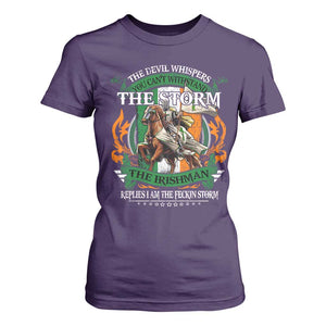 Irish Pride T Shirt For Women The Devil Whispers You Can't Withstand The Storm The Irishman Replies TS11 Purple Print Your Wear