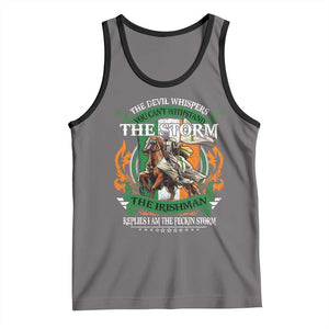 Irish Pride Tank Top The Devil Whispers You Can't Withstand The Storm The Irishman Replies TS11 Deep Heather Black Print Your Wear