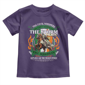 Irish Pride Toddler T Shirt The Devil Whispers You Can't Withstand The Storm The Irishman Replies TS11 Purple Print Your Wear