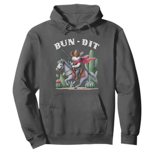 Funny Easter Day Western Hoodie Bun-dit Country Rabbit Cowboy Rodeo TS11 Dark Heather Print Your Wear