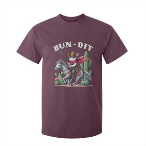 Funny Easter Day Western T Shirt For Kid Bun-dit Country Rabbit Cowboy Rodeo TS11 Maroon Print Your Wear