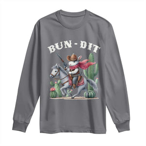 Funny Easter Day Western Long Sleeve Shirt Bun-dit Country Rabbit Cowboy Rodeo TS11 Charcoal Print Your Wear
