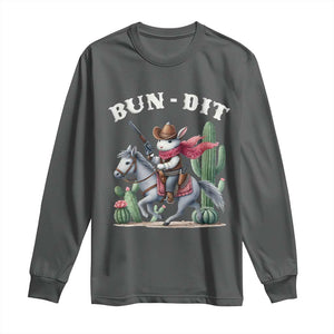 Funny Easter Day Western Long Sleeve Shirt Bun-dit Country Rabbit Cowboy Rodeo TS11 Dark Heather Print Your Wear