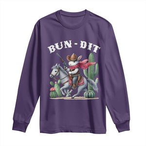 Funny Easter Day Western Long Sleeve Shirt Bun-dit Country Rabbit Cowboy Rodeo TS11 Purple Print Your Wear