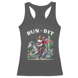 Funny Easter Day Western Racerback Tank Top Bun-dit Country Rabbit Cowboy Rodeo TS11 Dark Heather Print Your Wear