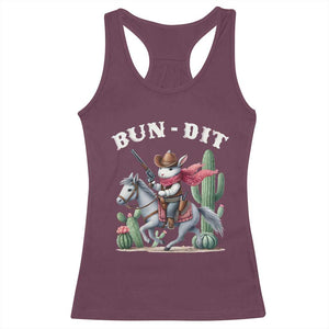 Funny Easter Day Western Racerback Tank Top Bun-dit Country Rabbit Cowboy Rodeo TS11 Maroon Print Your Wear