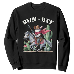Funny Easter Day Western Sweatshirt Bun-dit Country Rabbit Cowboy Rodeo TS11 Black Print Your Wear