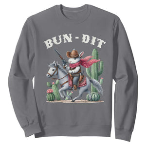 Funny Easter Day Western Sweatshirt Bun-dit Country Rabbit Cowboy Rodeo TS11 Charcoal Print Your Wear