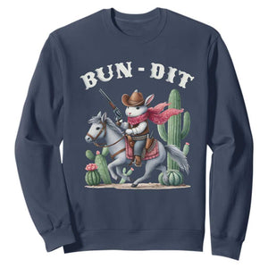 Funny Easter Day Western Sweatshirt Bun-dit Country Rabbit Cowboy Rodeo TS11 Navy Print Your Wear