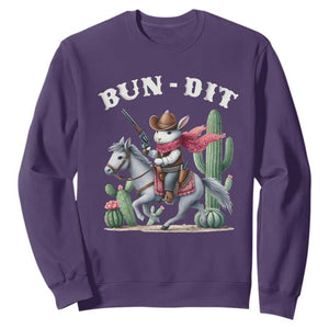 Funny Easter Day Western Sweatshirt Bun-dit Country Rabbit Cowboy Rodeo TS11 Purple Print Your Wear
