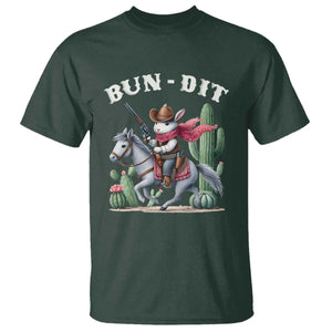 Funny Easter Day Western T Shirt Bun-dit Country Rabbit Cowboy Rodeo TS11 Dark Forest Green Print Your Wear