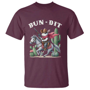 Funny Easter Day Western T Shirt Bun-dit Country Rabbit Cowboy Rodeo TS11 Maroon Print Your Wear