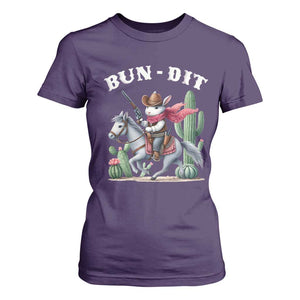 Funny Easter Day Western T Shirt For Women Bun-dit Country Rabbit Cowboy Rodeo TS11 Purple Print Your Wear