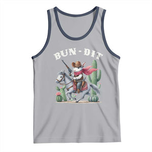 Funny Easter Day Western Tank Top Bun-dit Country Rabbit Cowboy Rodeo TS11 Athletic Heather Navy Print Your Wear