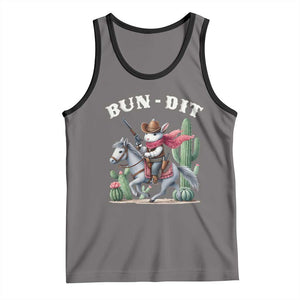 Funny Easter Day Western Tank Top Bun-dit Country Rabbit Cowboy Rodeo TS11 Deep Heather Black Print Your Wear