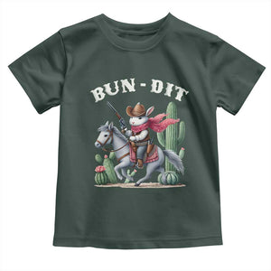 Funny Easter Day Western Toddler T Shirt Bun-dit Country Rabbit Cowboy Rodeo TS11 Dark Forest Green Print Your Wear