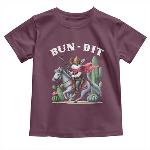 Funny Easter Day Western Toddler T Shirt Bun-dit Country Rabbit Cowboy Rodeo TS11 Maroon Print Your Wear