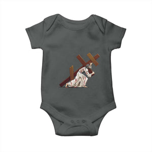 Orthodox Easter Jesus Is Carrying The Orthodox Cross Baby Onesie TS11 Dark Heather Print Your Wear