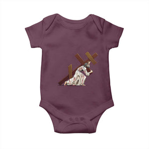 Orthodox Easter Jesus Is Carrying The Orthodox Cross Baby Onesie TS11 Maroon Print Your Wear