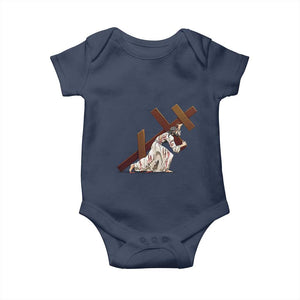 Orthodox Easter Jesus Is Carrying The Orthodox Cross Baby Onesie TS11 Navy Print Your Wear