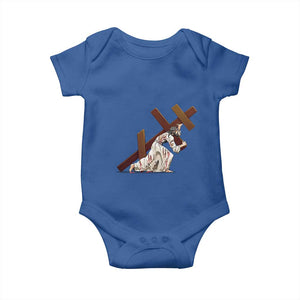 Orthodox Easter Jesus Is Carrying The Orthodox Cross Baby Onesie TS11 Royal Blue Print Your Wear