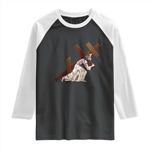 Orthodox Easter Jesus Is Carrying The Orthodox Cross Raglan Shirt TS11 Black White Print Your Wear