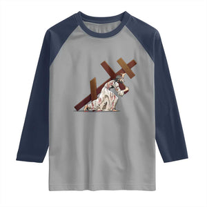 Orthodox Easter Jesus Is Carrying The Orthodox Cross Raglan Shirt TS11 Sport Gray Navy Print Your Wear