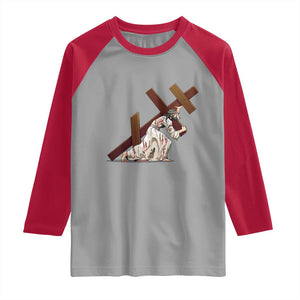 Orthodox Easter Jesus Is Carrying The Orthodox Cross Raglan Shirt TS11 Sport Gray Red Print Your Wear
