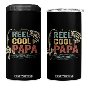 Funny Reel Cool Papa 4 in 1 Can Cooler Tumbler Fishing Dad Fisherman Father's Day TS11 One Size: 16 oz Black Print Your Wear