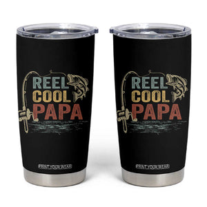 Funny Reel Cool Papa Tumbler Cup Fishing Dad Fisherman Father's Day TS11 Black Print Your Wear
