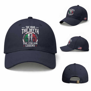 Funny Italian Dad Baseball Cap The Man The Myth The Italian Legend TS11 Baseball Cap Universal Fit Navy Print Your Wear