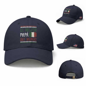 Funny Italian Dad The Best Father Of The World Baseball Cap El Mejor Papa Del Mundo TS11 Baseball Cap Universal Fit Navy Print Your Wear