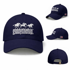Funny Giddythefup Derby Day Baseball Cap Vintage Giddy Up Horse Racing TS11 Baseball Cap Universal Fit Dark Blue Print Your Wear