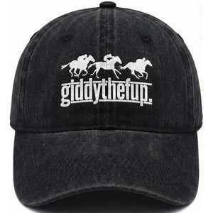 Funny Giddythefup Derby Day Washed Cotton Baseball Cap Vintage Giddy Up Horse Racing TS11 Print Your Wear