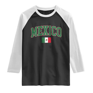 Mexico Flag Vintage Mexican Pride Heritage Raglan Shirt TS11 Black White Print Your Wear