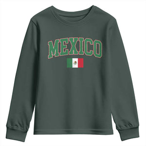 Mexico Flag Vintage Mexican Pride Heritage Youth Sweatshirt TS11 Dark Forest Green Print Your Wear