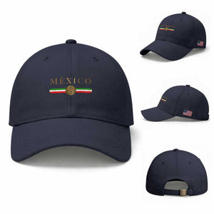 Mexican Heritage Pride Baseball Cap Mexico Vintage Flag Coat of Arms Graphic TS11 Baseball Cap Universal Fit Navy Print Your Wear