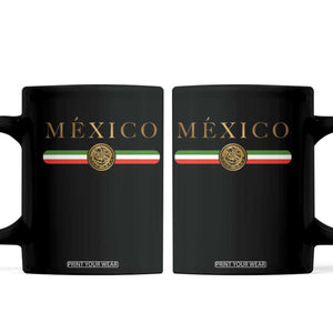 Mexican Heritage Pride Coffee Mug Mexico Vintage Flag Coat of Arms Graphic TS11 Black Print Your Wear