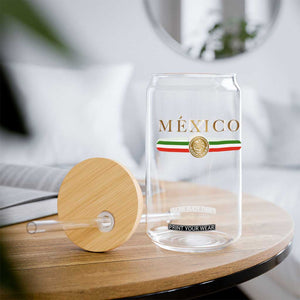 Mexican Heritage Pride Glass Can Mexico Vintage Flag Coat of Arms Graphic TS11 Print Your Wear