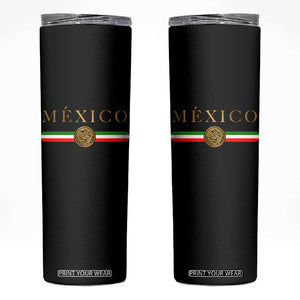 Mexican Heritage Pride Skinny Tumbler Mexico Vintage Flag Coat of Arms Graphic TS11 Black Print Your Wear